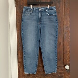 Good American GOOD MOM JEANS GM602T BLUE636 Size 14 32 Inseam 27.5" Washed Denim